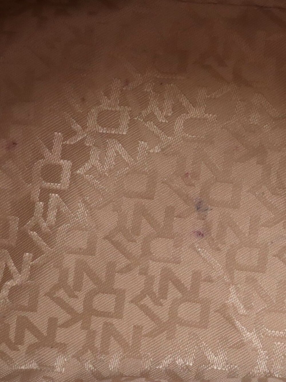 DKNY Tan / Cream Monogram Logo Satchel Tote Gold Hardware Shoulder Bag - Picture 16 of 16
